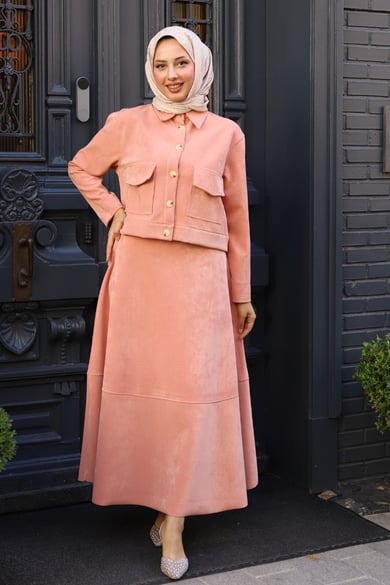 Modal Etekli Takım Pembe