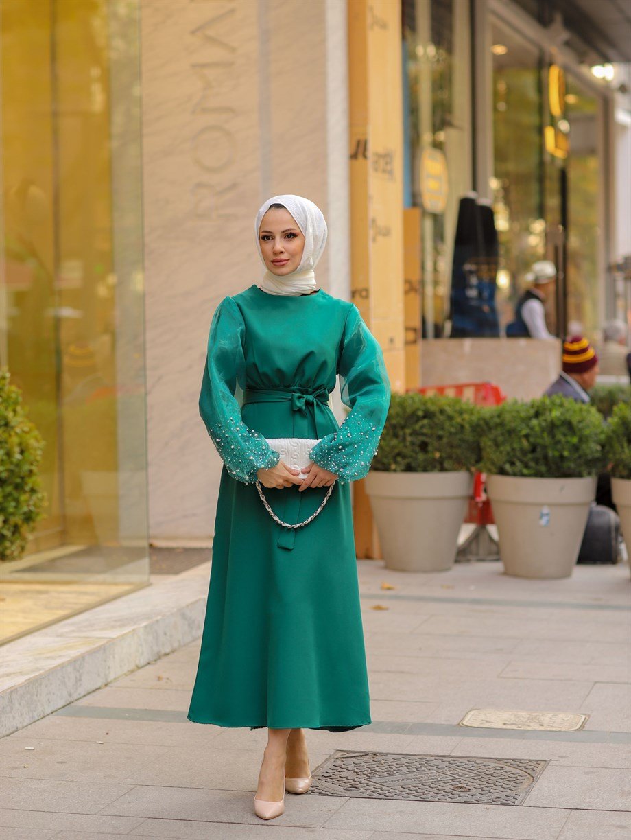 ÖZEL TASARIM ELBİSE ZÜMRÜT YEŞİLİ