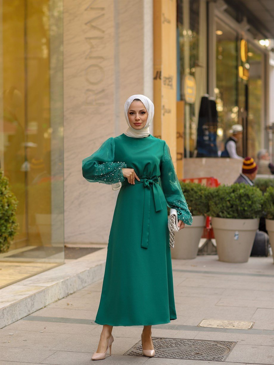 ÖZEL TASARIM ELBİSE ZÜMRÜT YEŞİLİ