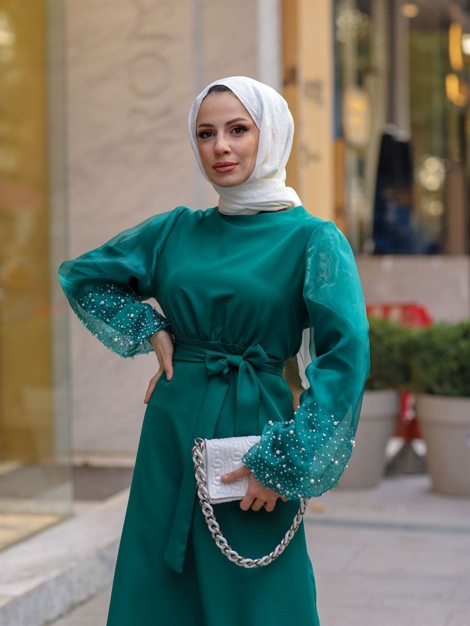 ÖZEL TASARIM ELBİSE ZÜMRÜT YEŞİLİ