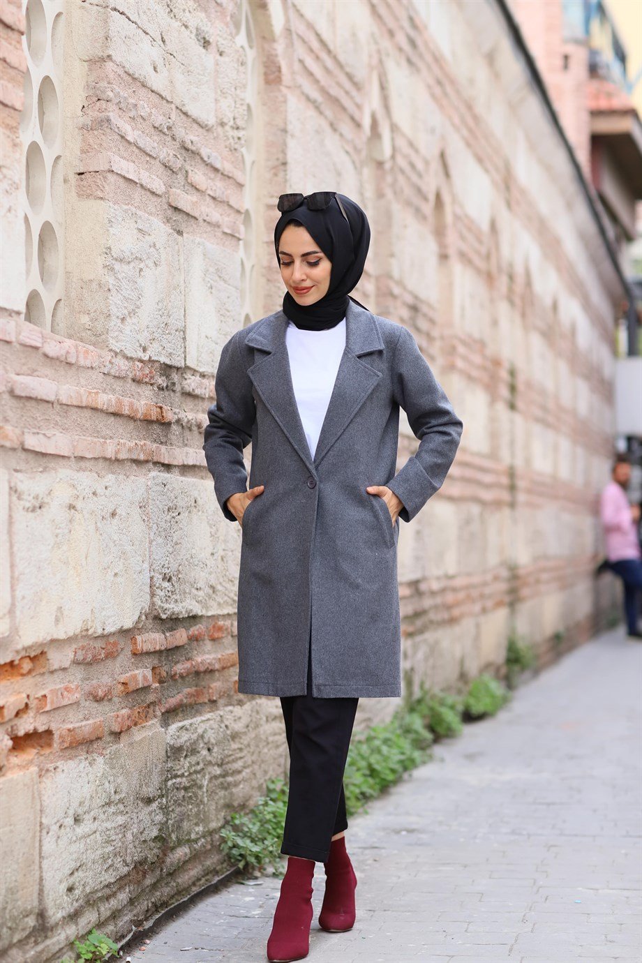 TEK DÜĞME DETAYLI KAŞE FÜME