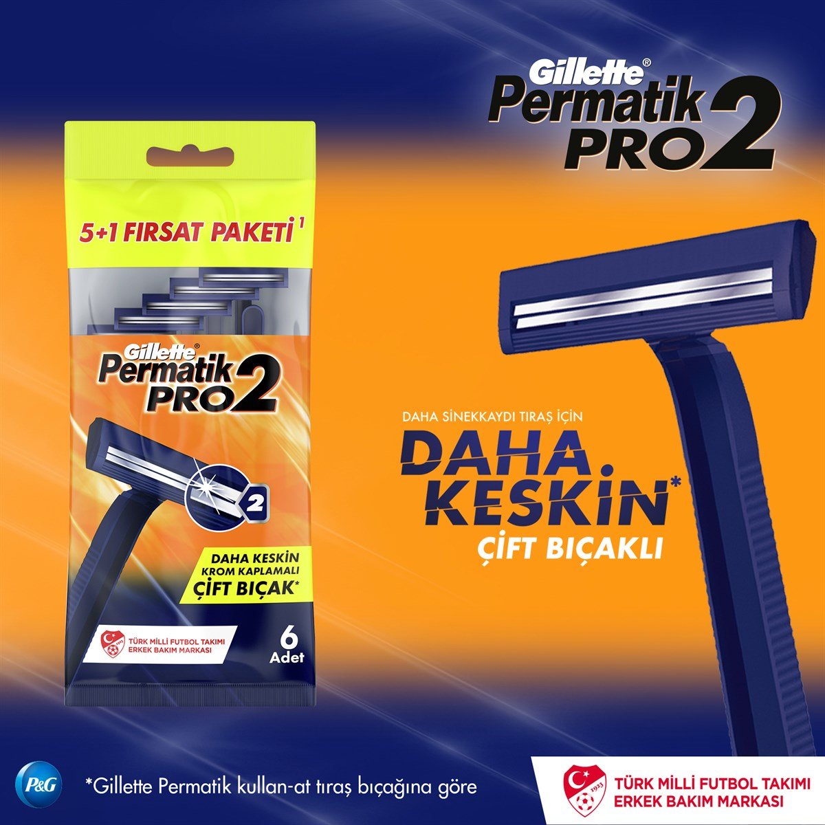 Gillette Permatik Pro2 Kullan At Tıraş Bıçağı 5+1 Adet Fırsat Paketi