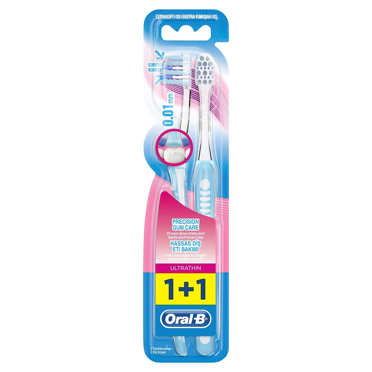 Oral-B Diş Fırçası UltraThin Kompakt Hassas Diş Eti Bakımı Ekstra Yumuşak 2li Fırsat Paketi