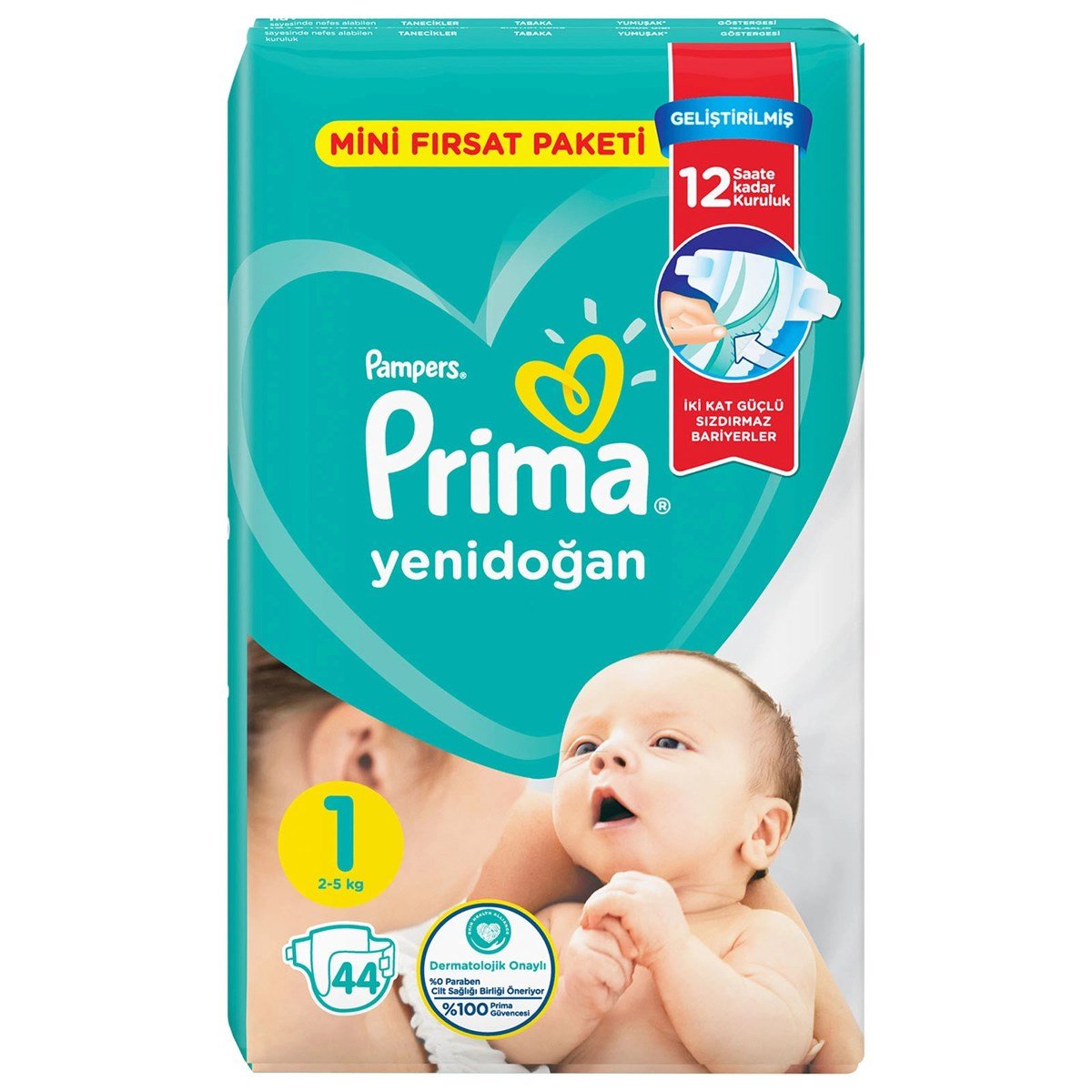 Prima Bebek Bezi Aktif Bebek 1 Beden Yenidoğan 44 Adet Standart Paket