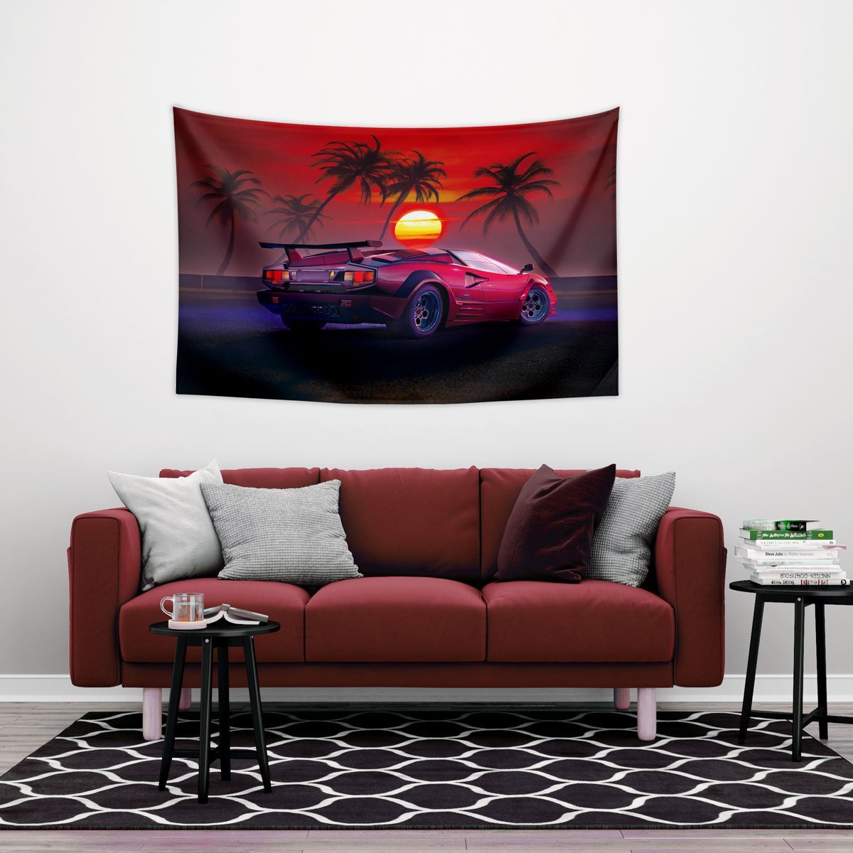 Günbatımı Lamborghini Duvar Örtüsü