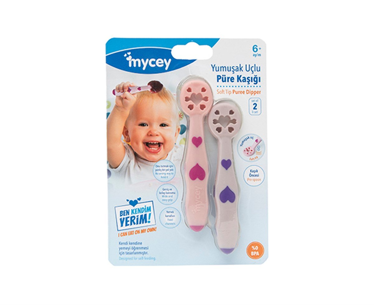 Mycey Yumuşak Uçlu Püre Kaşığı 2'Li Pembe