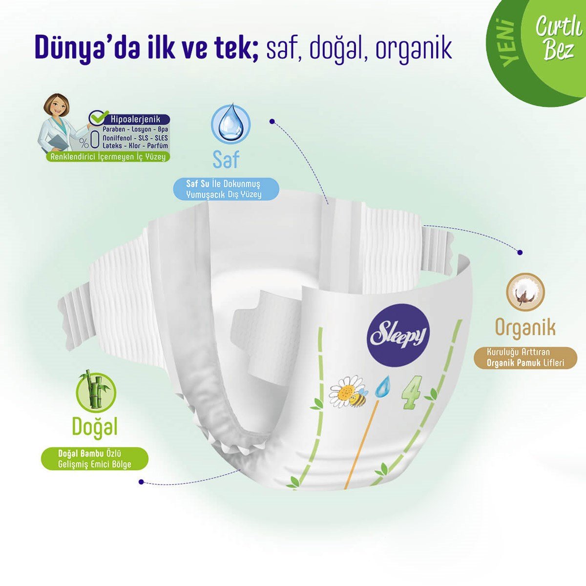 Sleepy Natural Bebek Bezi 1 Numara Yenidoğan 40 Adet