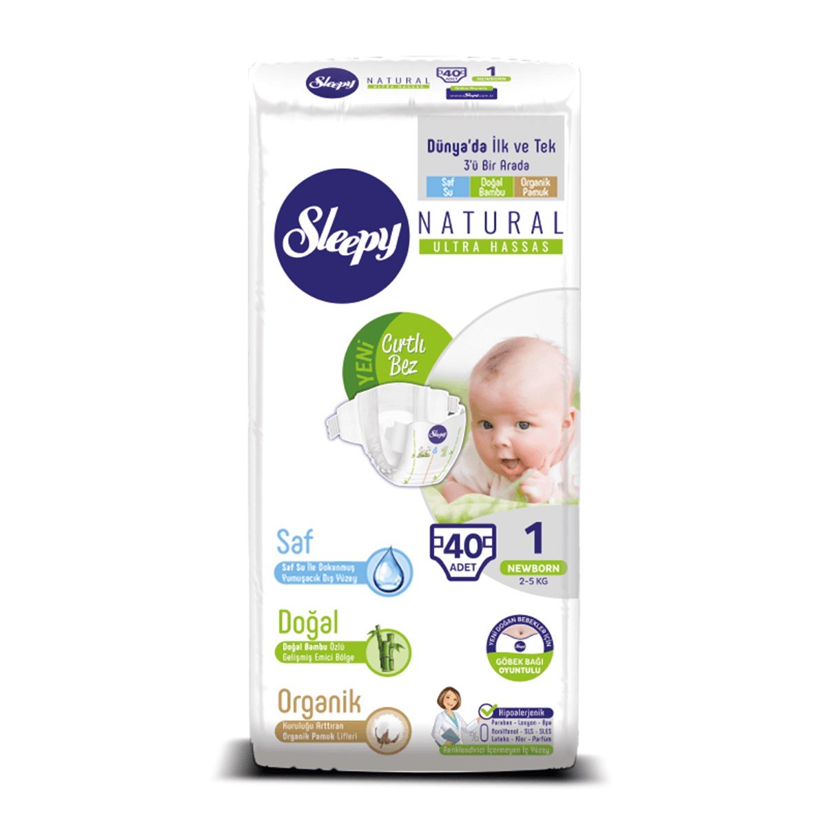 Sleepy Natural Bebek Bezi 1 Numara Yenidoğan 40 Adet
