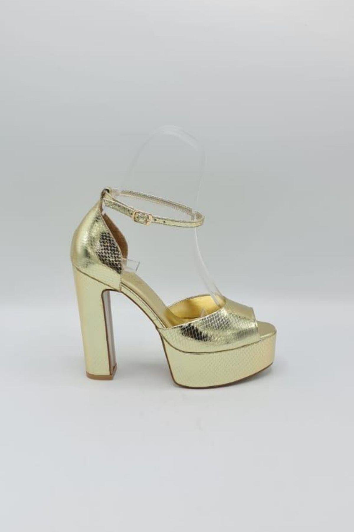 Halsey Gold Platform Topuklu Ayakkabi
