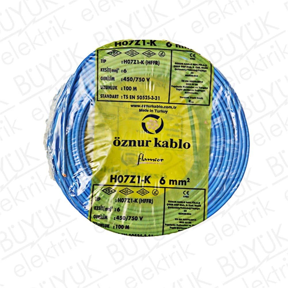 6mm NYAF HFFR KABLO MAVİ buyukelektromarket.com Öznur