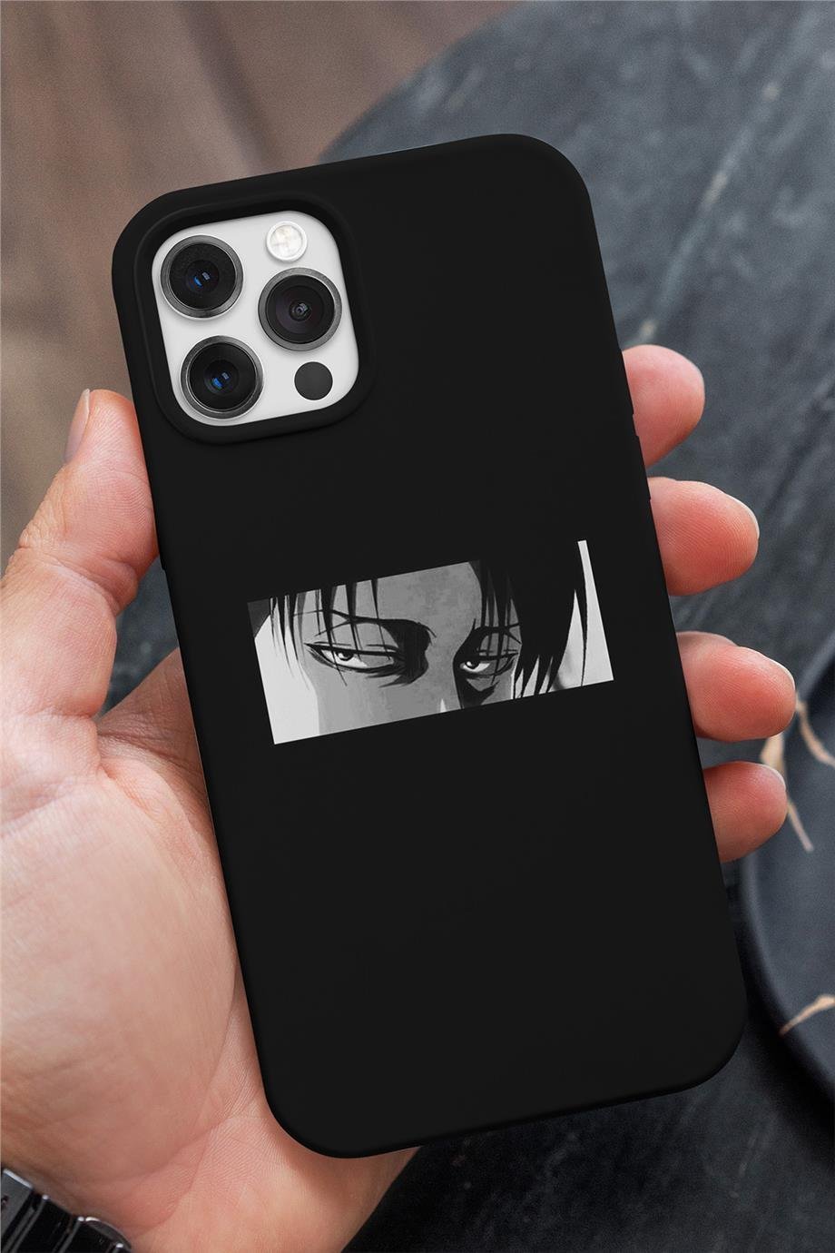 Attack On Titan Levi Ackerman Siyah Silikon Baskılı Anime Telefon Kılıfı