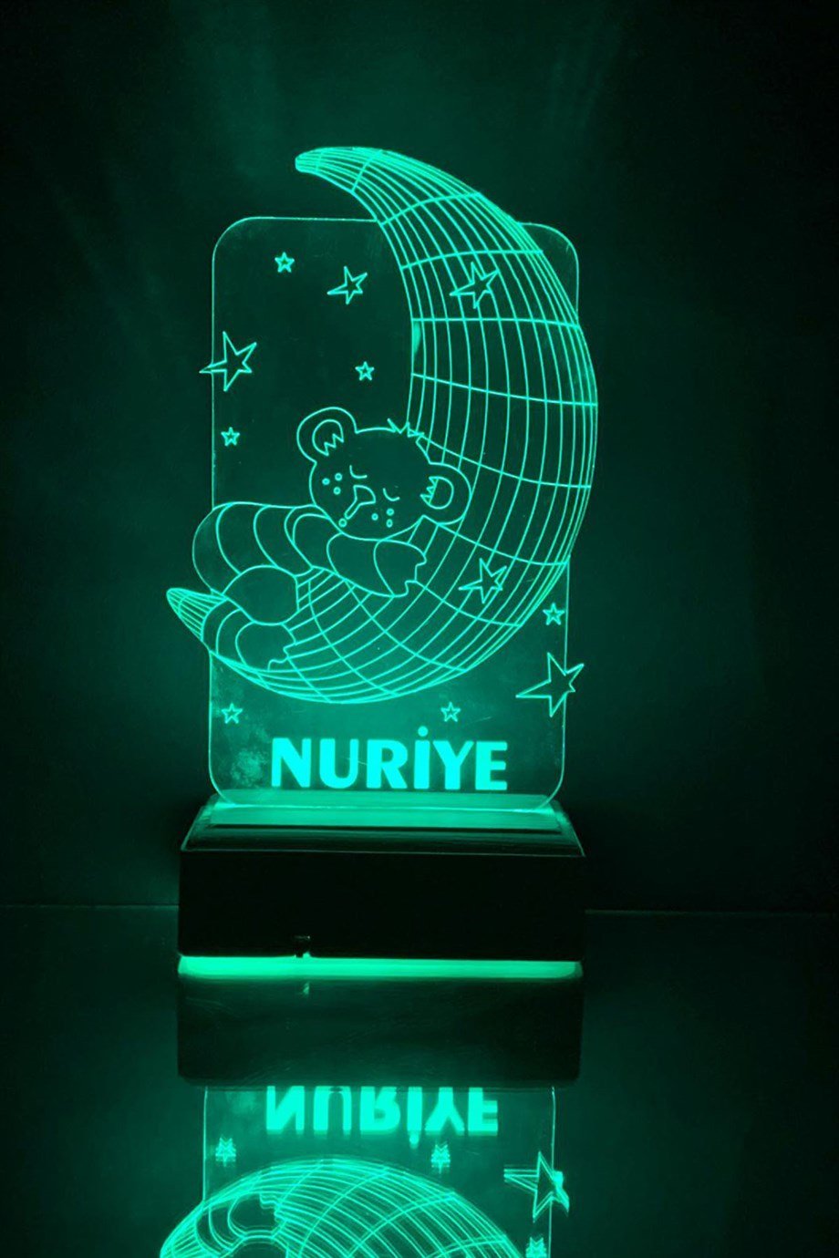 Çocuklara Özel Hediye 3D Led Ay Ve Ayıcık Gece Lambası