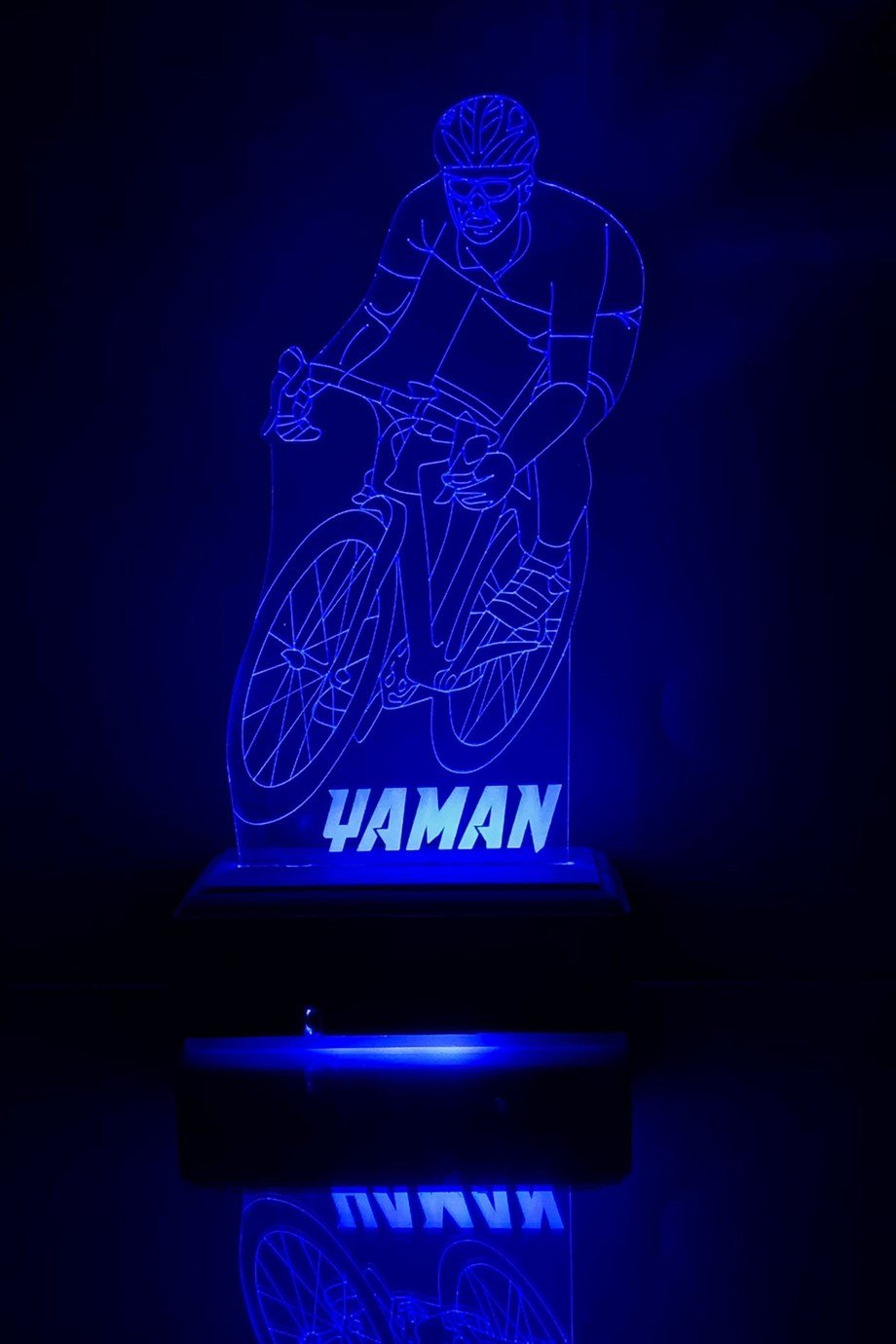 Kişiye Özel 3D Bisiklet Sporcu Led Masaüstü ve Gece Lambası
