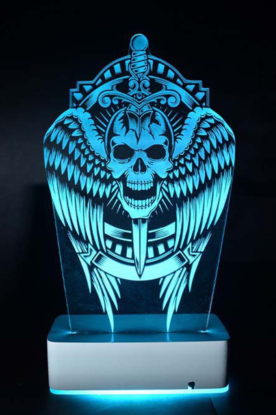 Kişiye Özel Kanatlı İskelet 3D 16 Renk Dekoratif Led Lamba