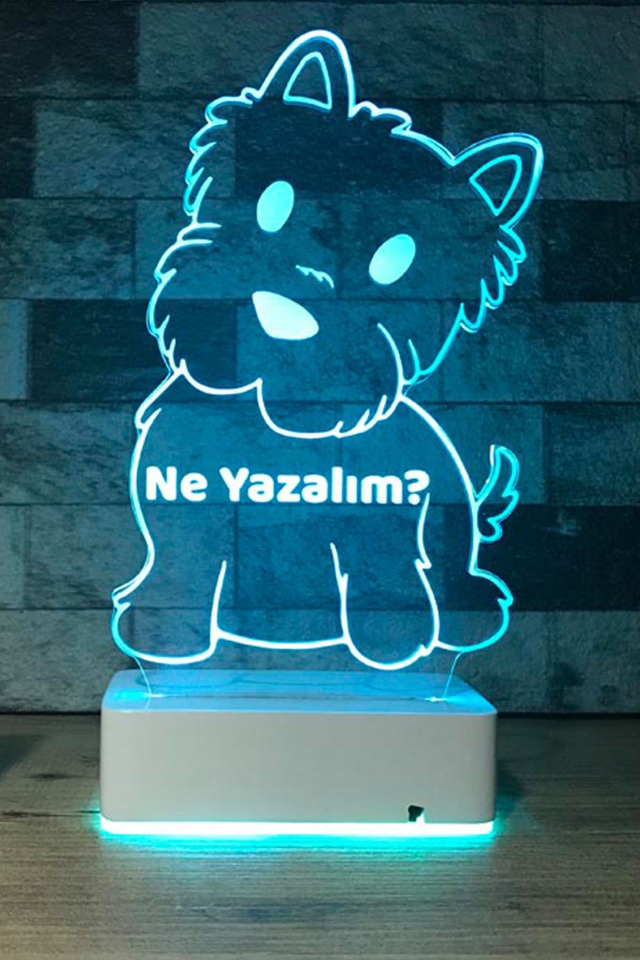 Kişiye Özel Şirin Köpek Masaüstü 3D 16 Renk Dekoratif Led Lamba