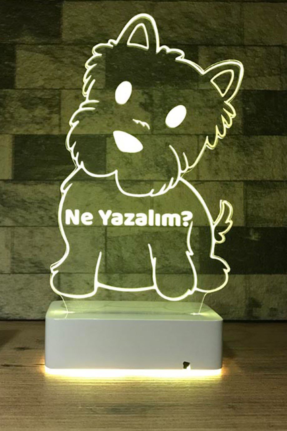 Kişiye Özel Şirin Köpek Masaüstü 3D 16 Renk Dekoratif Led Lamba