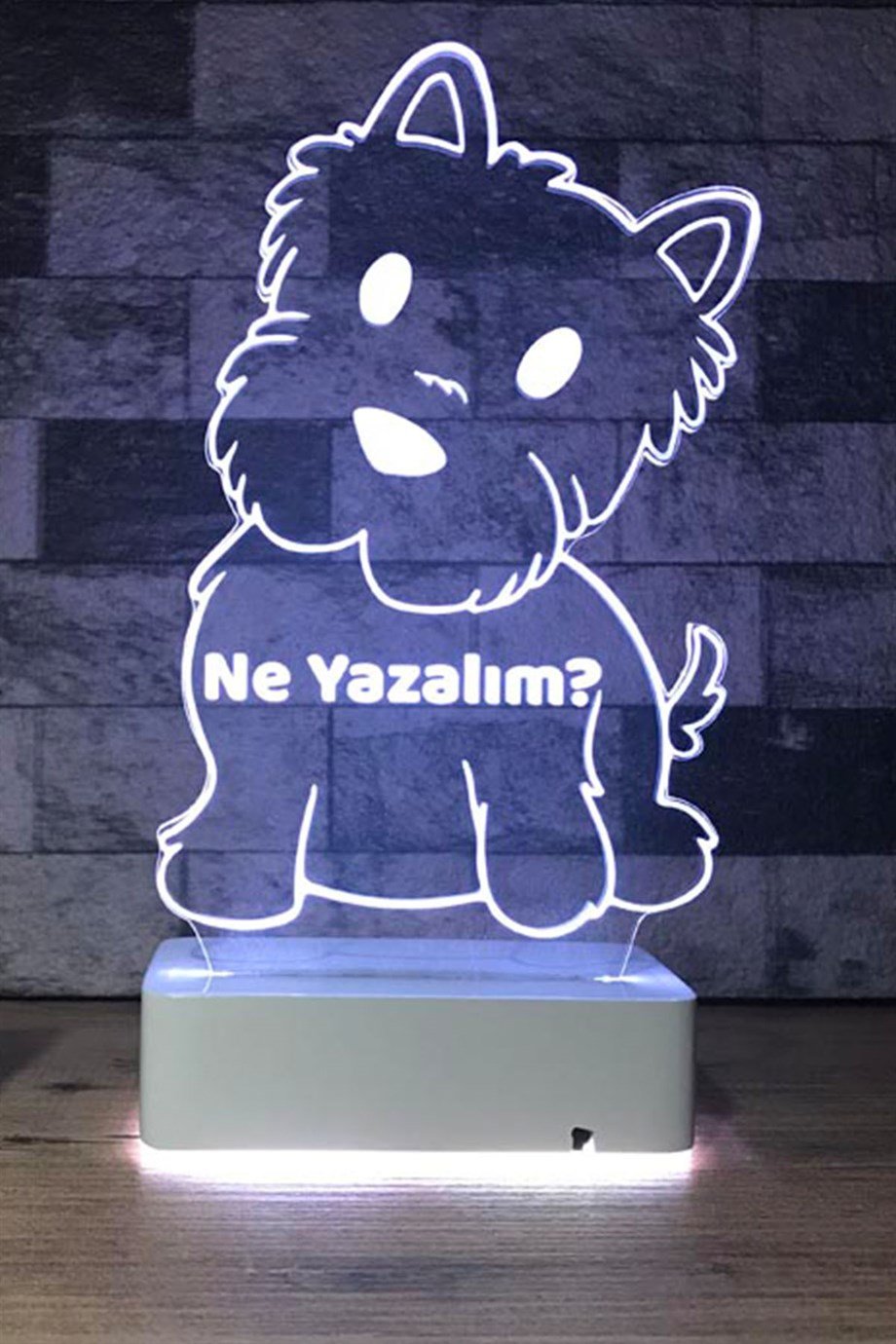 Kişiye Özel Şirin Köpek Masaüstü 3D 16 Renk Dekoratif Led Lamba