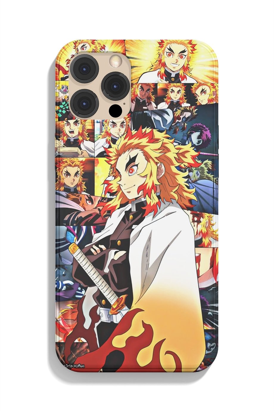Kyojuro Rengoku - Demon Slayer Siyah Silikon Baskılı Anime Telefon Kılıfı