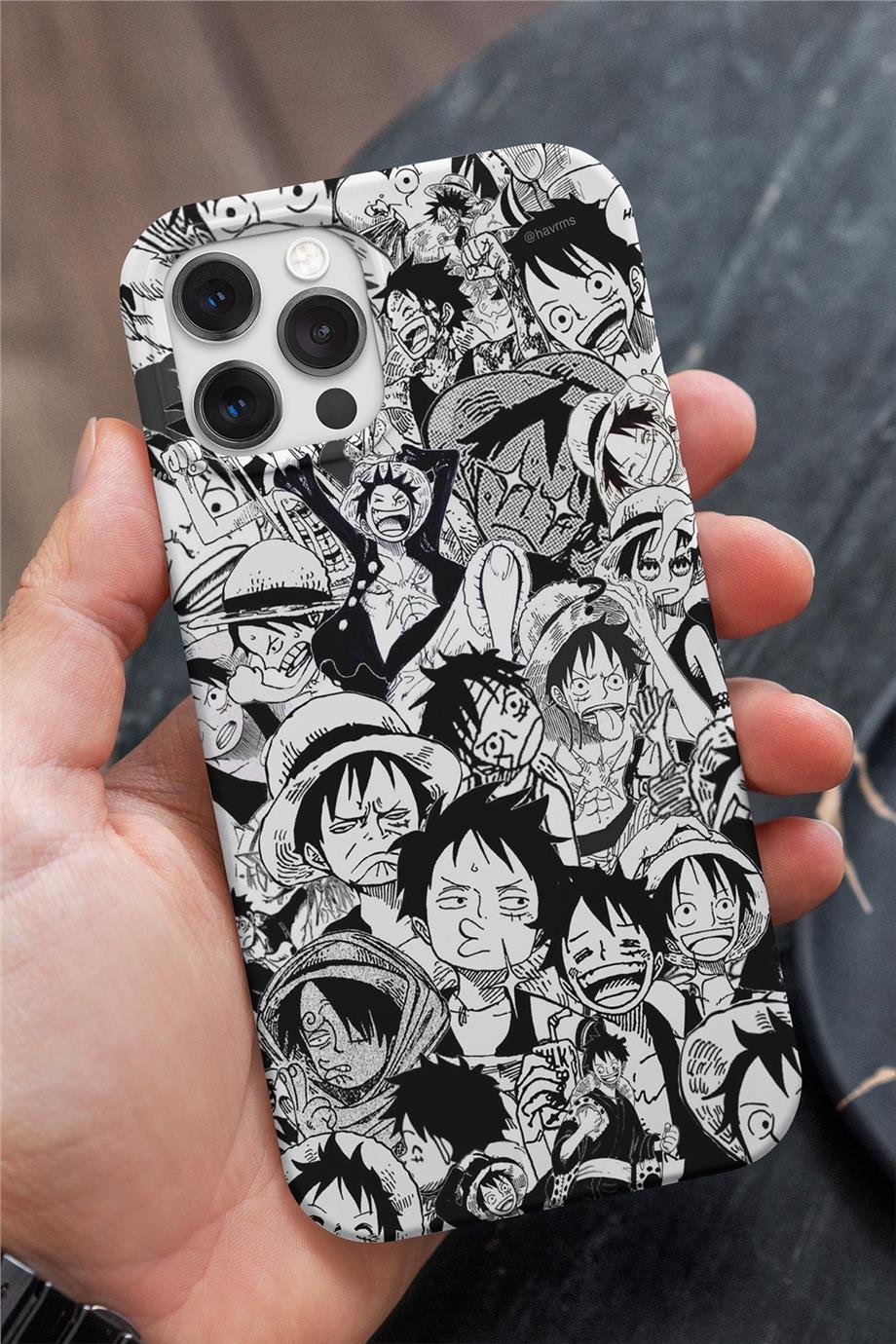 One Piece Monkey D. Luffy Siyah Silikon Baskılı Anime Telefon Kılıfı