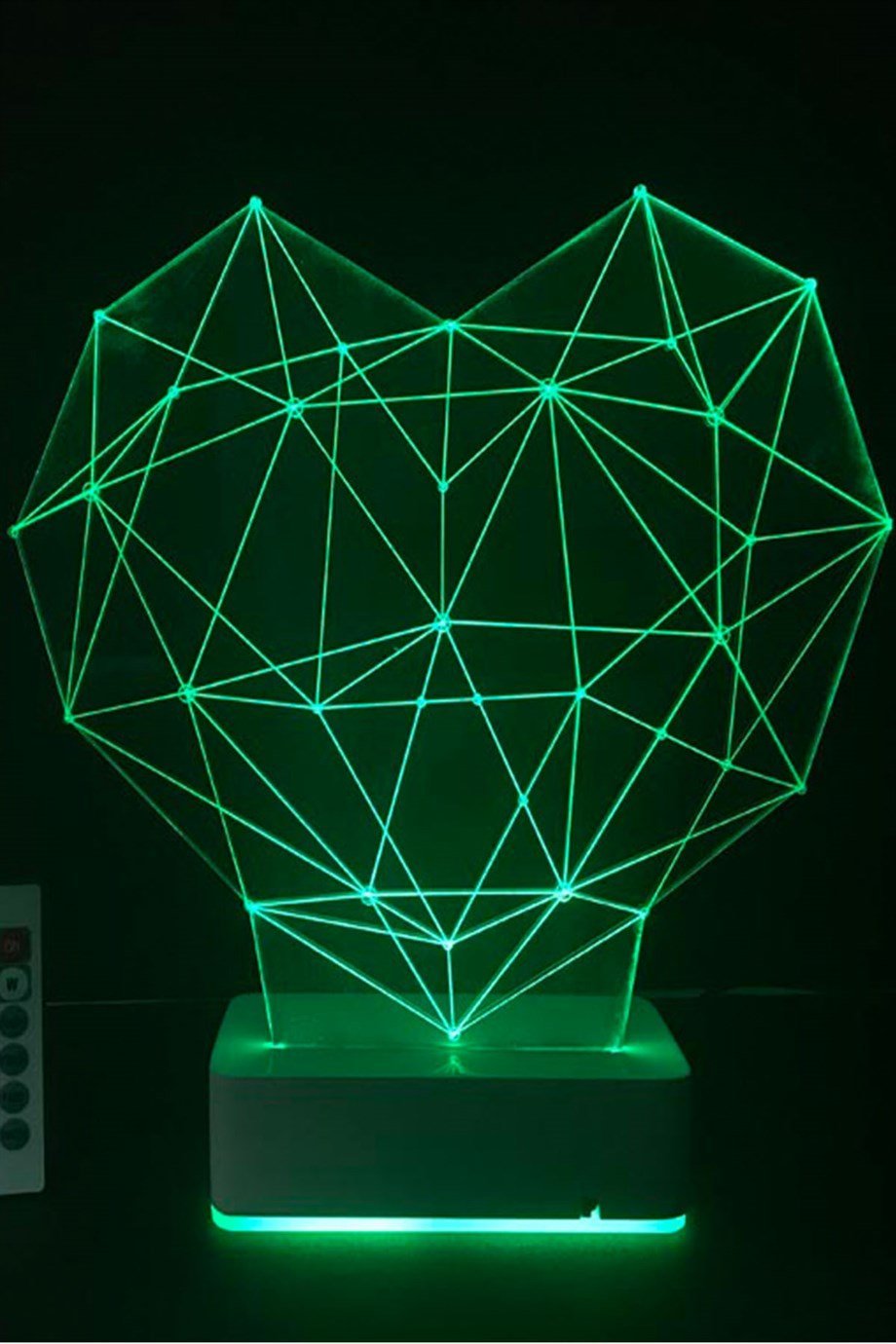 Özel Tasarım 3D Geometrik Kalp 16 Renk Dekoratif Led Lamba