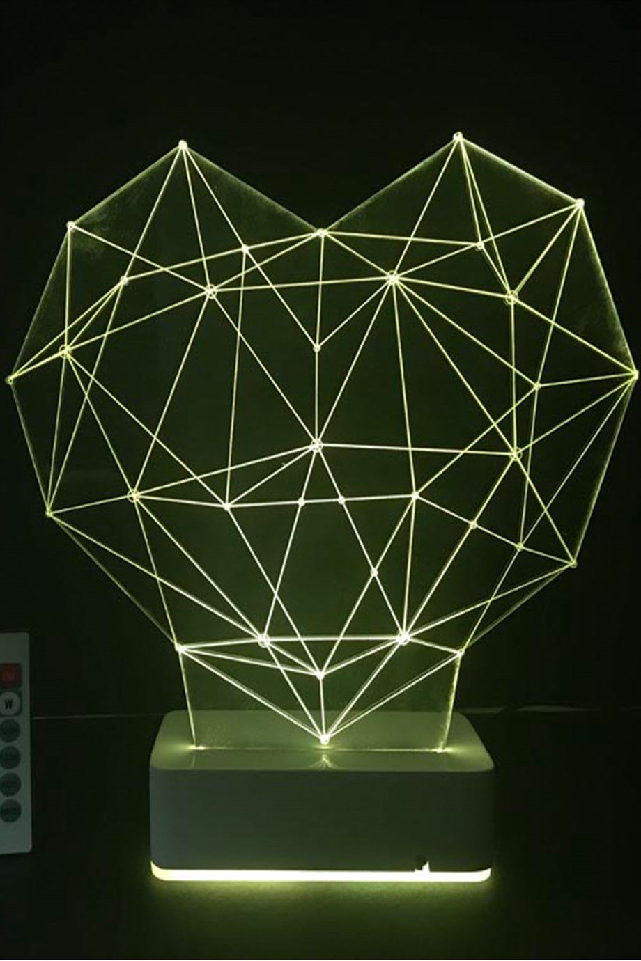 Özel Tasarım 3D Geometrik Kalp 16 Renk Dekoratif Led Lamba