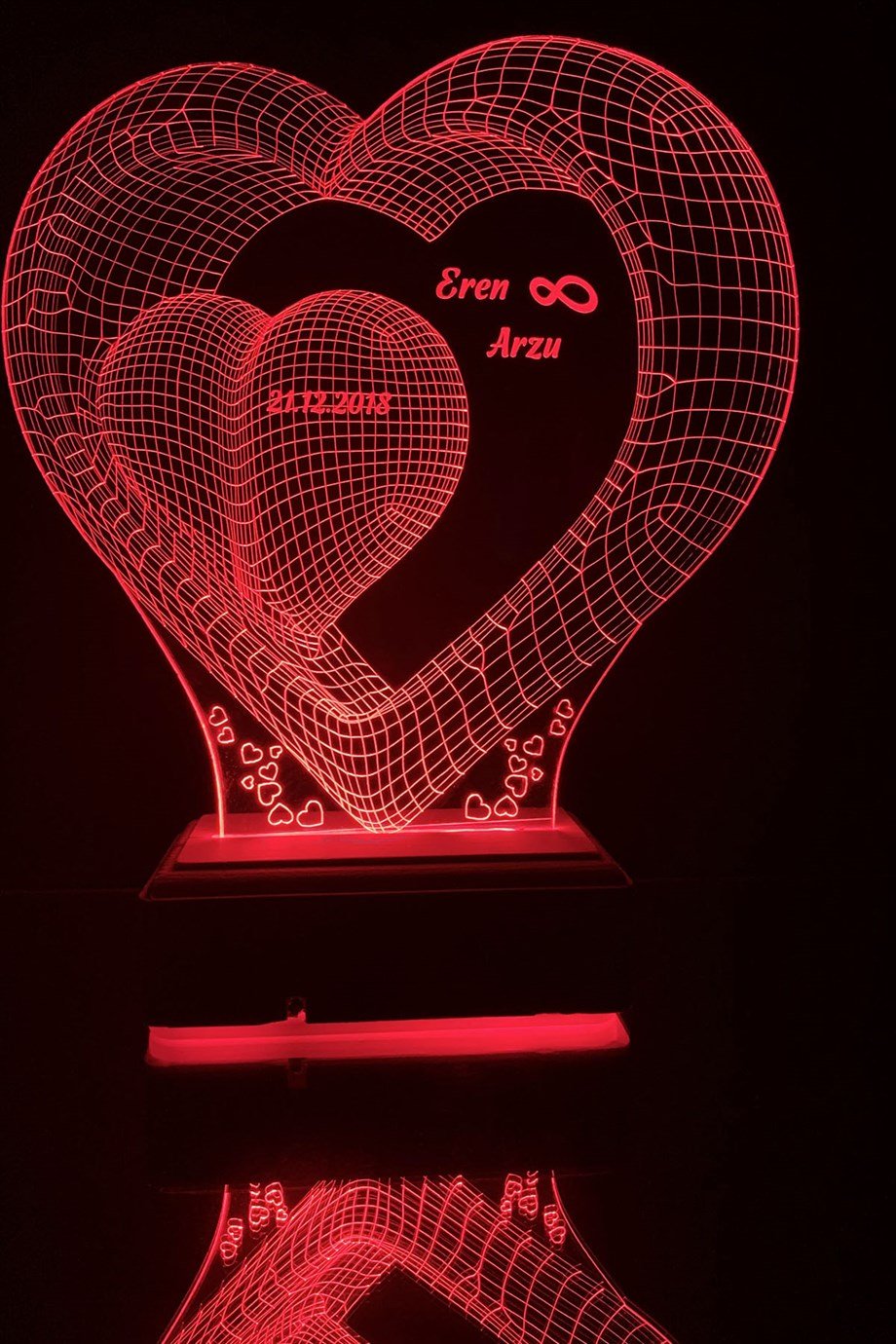 Sevgiliye Hediye Aşk ve Sonsuzluk 3D 16 Renk Dekoratif Led Lamba