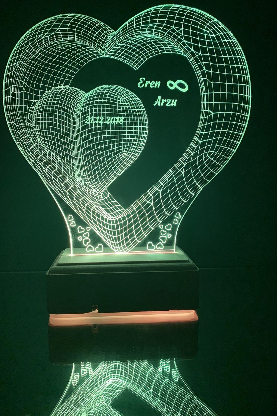 Sevgiliye Hediye Aşk ve Sonsuzluk 3D 16 Renk Dekoratif Led Lamba
