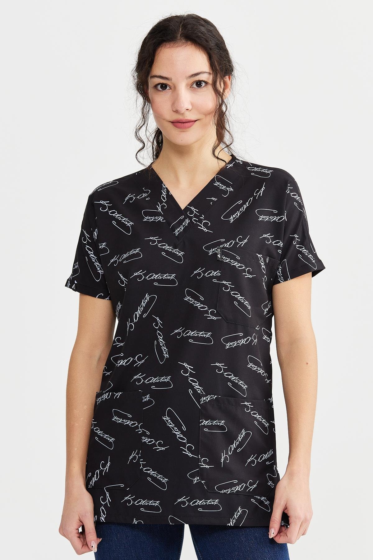 Carnival Basic - Tek Üst Desenli Hemşire Doktor Forması (UNISEX), Atatürk İmzası
