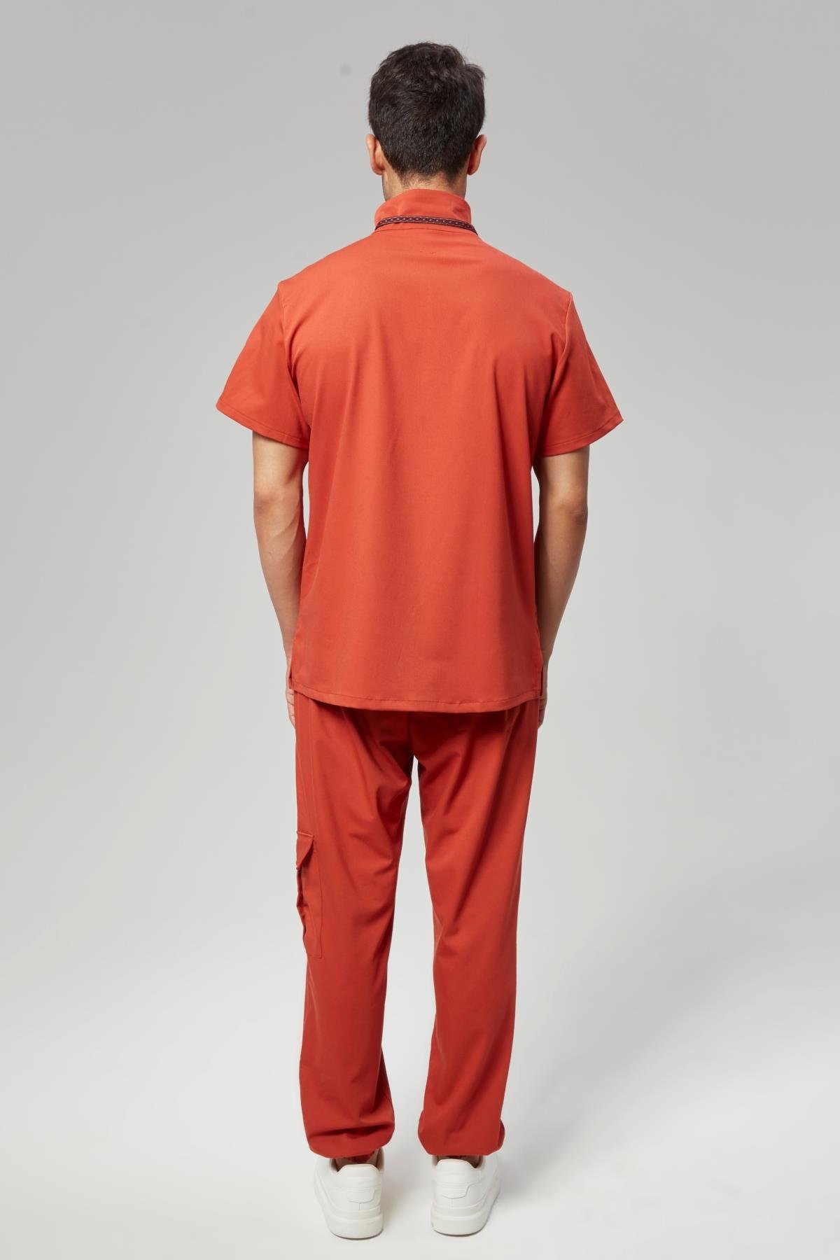 Extreme Cool Man - Premium Çift Yön Likralı Doktor Hemşire Forma Takımı (ERKEK), Mandalin
