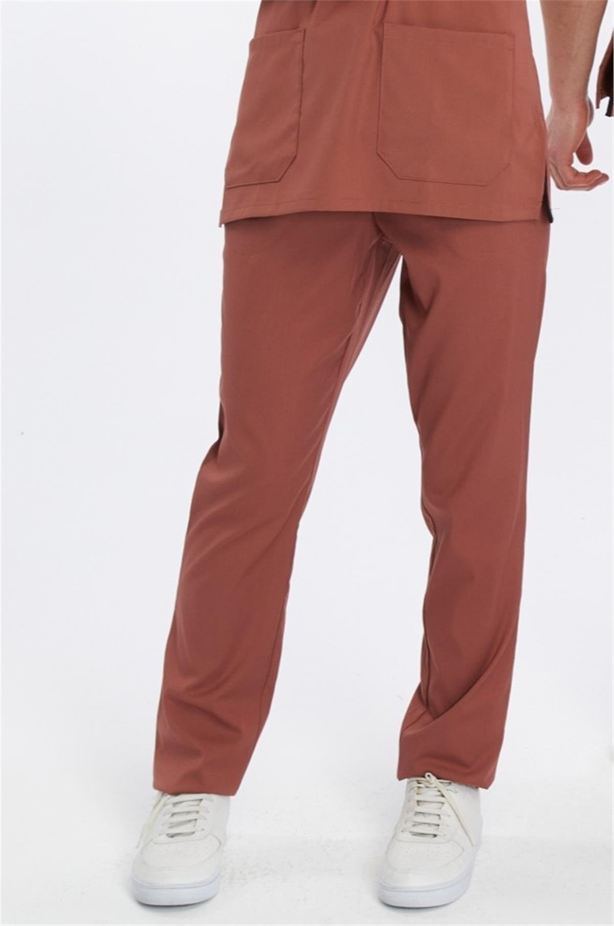 Happiness Basic - Likralı Doktor Hemşire Scrubs Tek Alt Cerrahi Forma (UNISEX), Bisküvi