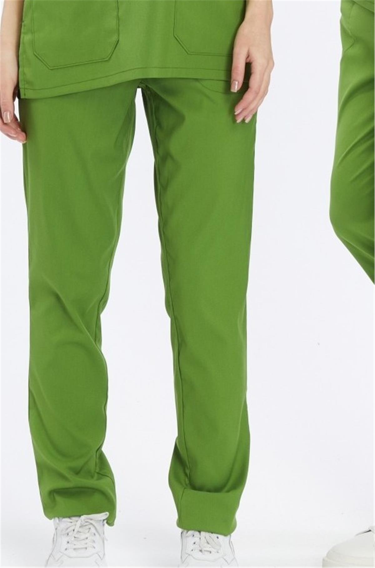 Happiness Basic - Likralı Doktor Hemşire Scrubs Tek Alt Cerrahi Forma (UNISEX), Fıstık Yeşili