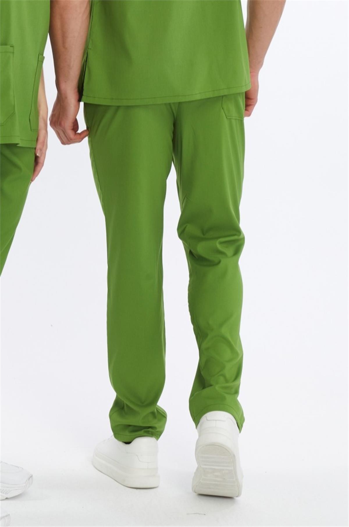 Happiness Basic - Likralı Doktor Hemşire Scrubs Tek Alt Cerrahi Forma (UNISEX), Fıstık Yeşili
