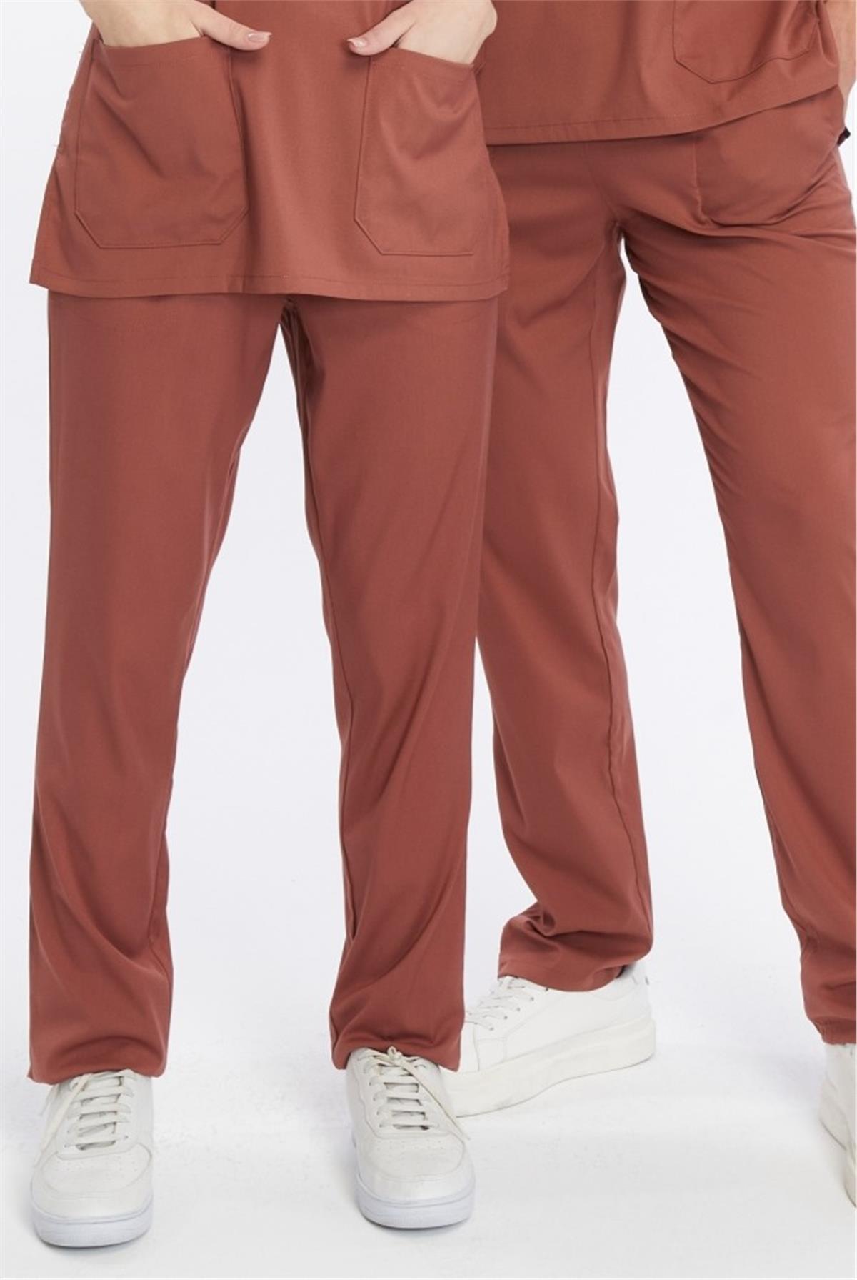 Happiness Basic - Likralı Doktor Hemşire Scrubs Tek Alt Cerrahi Forma (UNISEX), Bisküvi