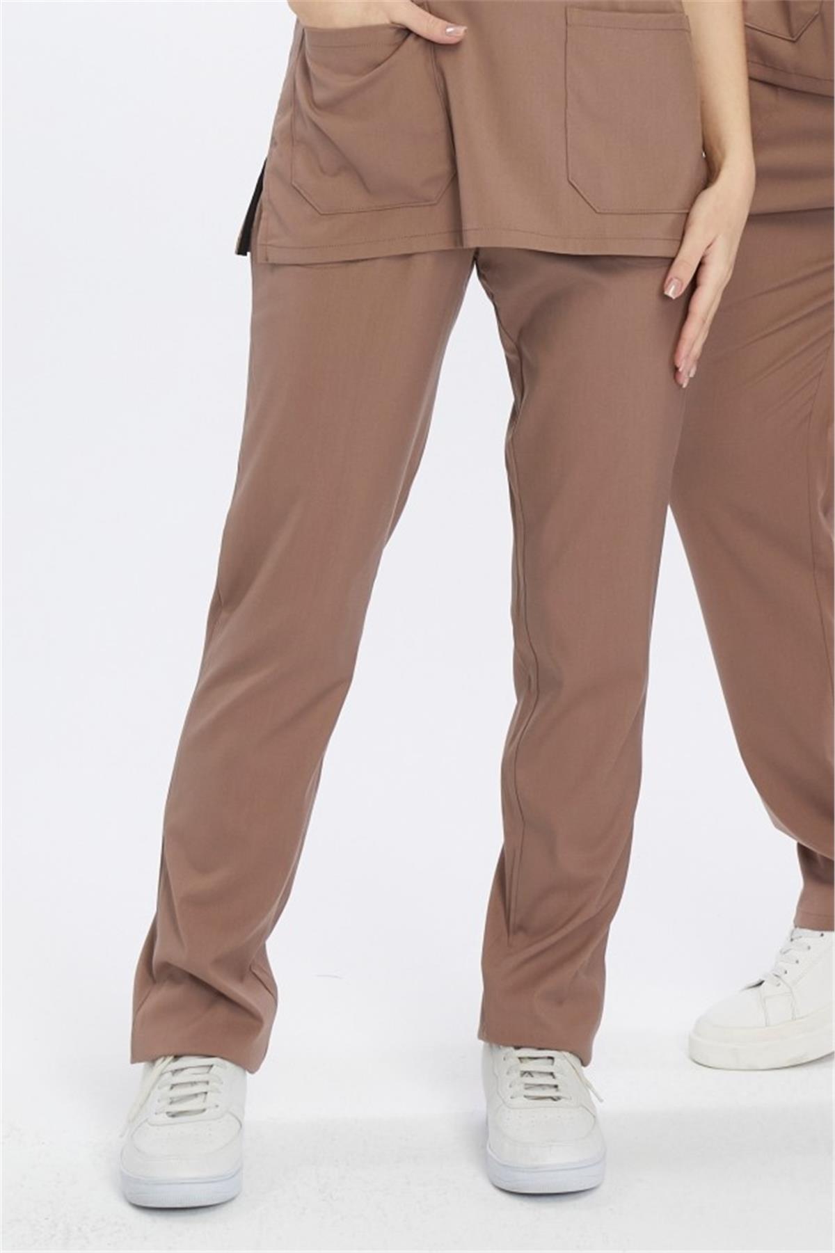 Happiness Basic - Likralı Doktor Hemşire Scrubs Tek Alt Cerrahi Forma (UNISEX), Taş Beji