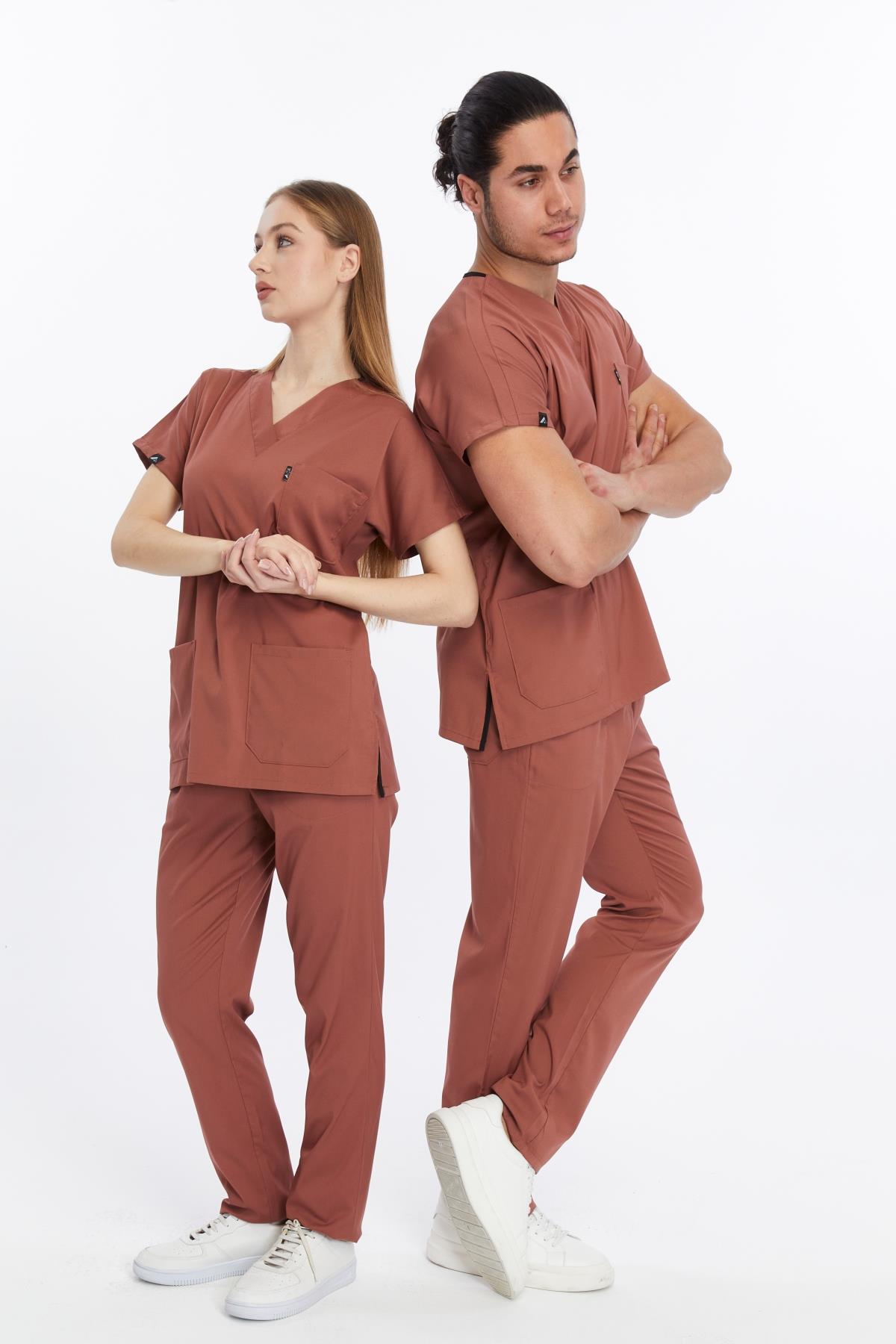 Happiness Basic - Likralı Doktor Hemşire Forma Takımı (UNISEX), Bisküvi
