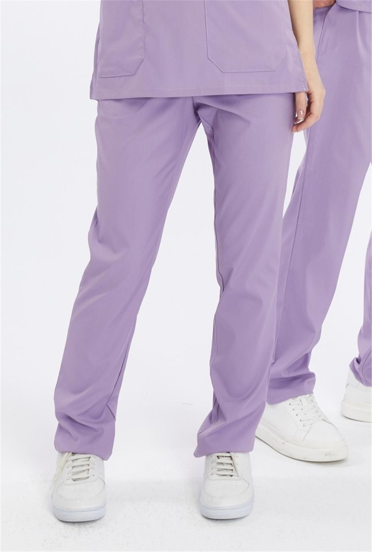 Happiness Basic - Likralı Doktor Hemşire Scrubs Tek Alt Cerrahi Forma (UNISEX), Lila