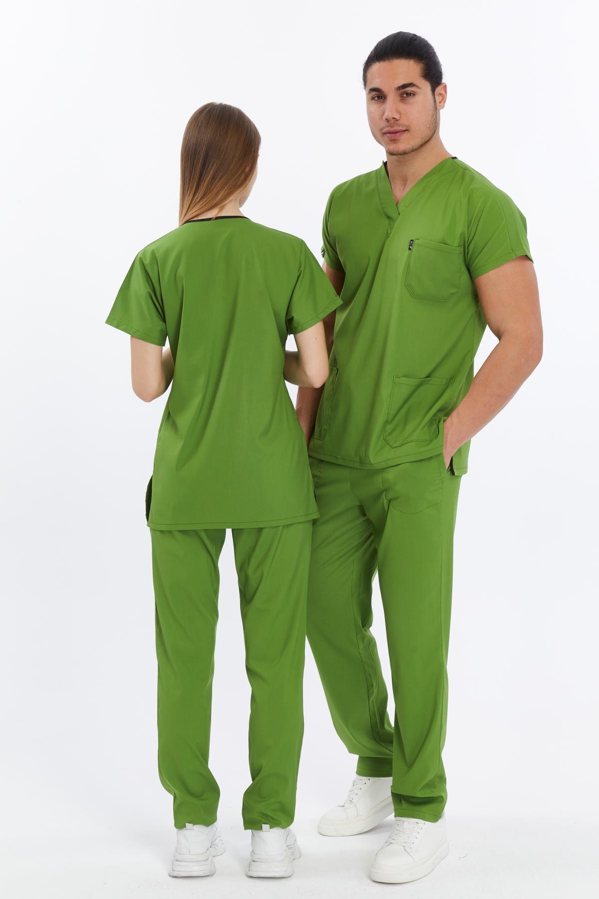 Happiness Basic - Likralı Doktor Hemşire Forma Takımı (UNISEX), Fıstık Yeşili