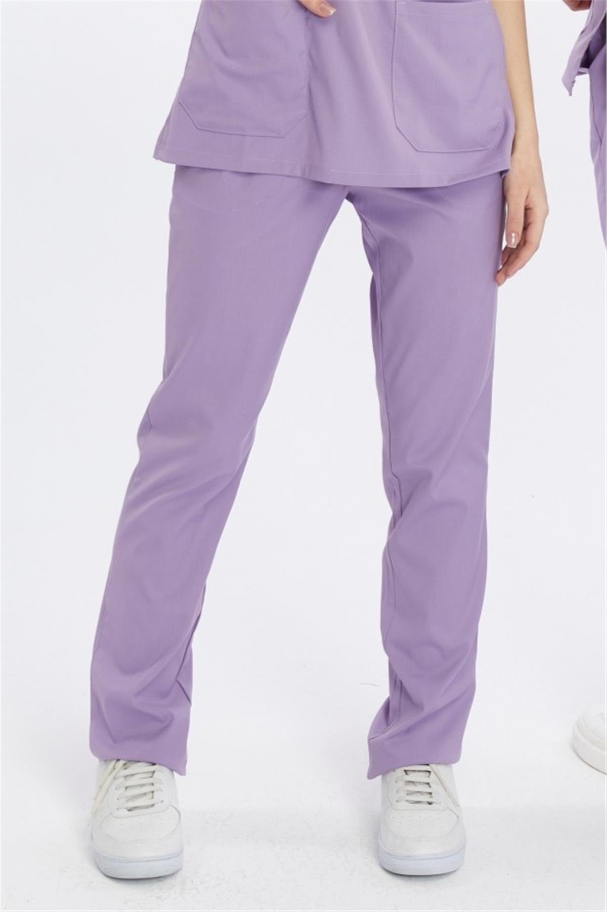 Happiness Basic - Likralı Doktor Hemşire Scrubs Tek Alt Cerrahi Forma (UNISEX), Lila