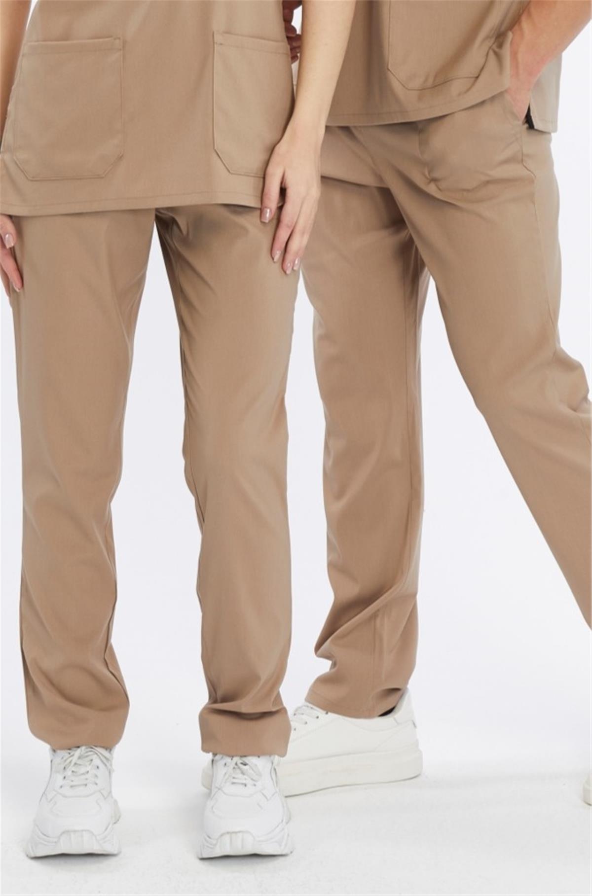 Happiness Basic - Likralı Doktor Hemşire Scrubs Tek Alt Cerrahi Forma (UNISEX), Bej