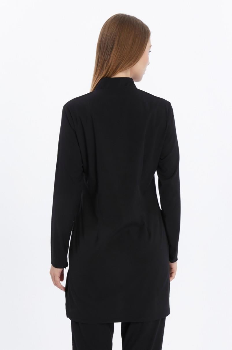 Happiness Modest - Likralı Doktor Hemşire Tesettür Tek Üst Forma, Siyah