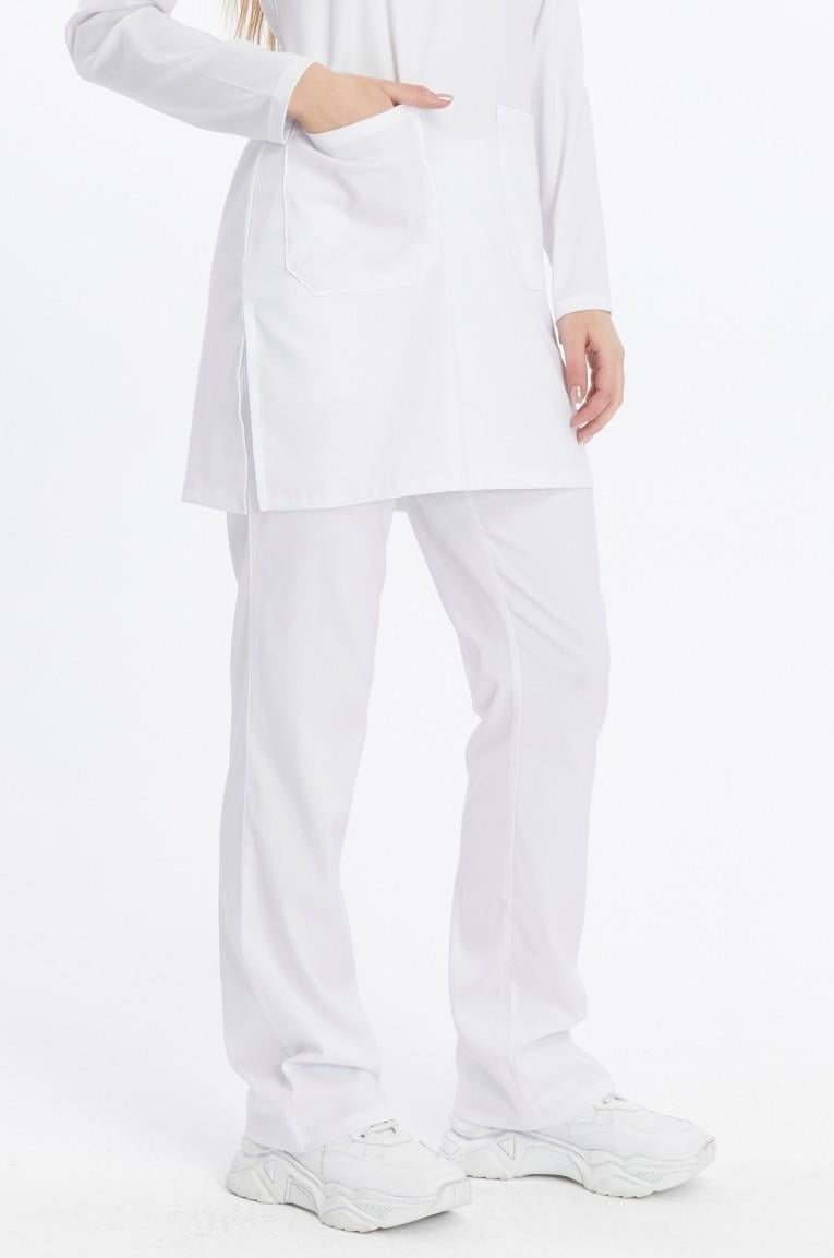 Happiness Modest - Likralı Doktor Hemşire Tesettür Tek Alt Forma, Beyaz