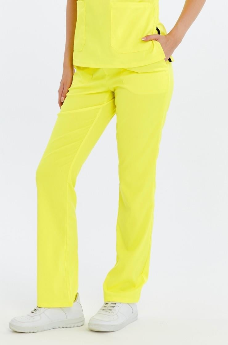 Happiness Spaniard - Likralı Doktor Hemşire Scrubs Tek Alt Cerrahi Forma (KADIN), Limon Sarısı