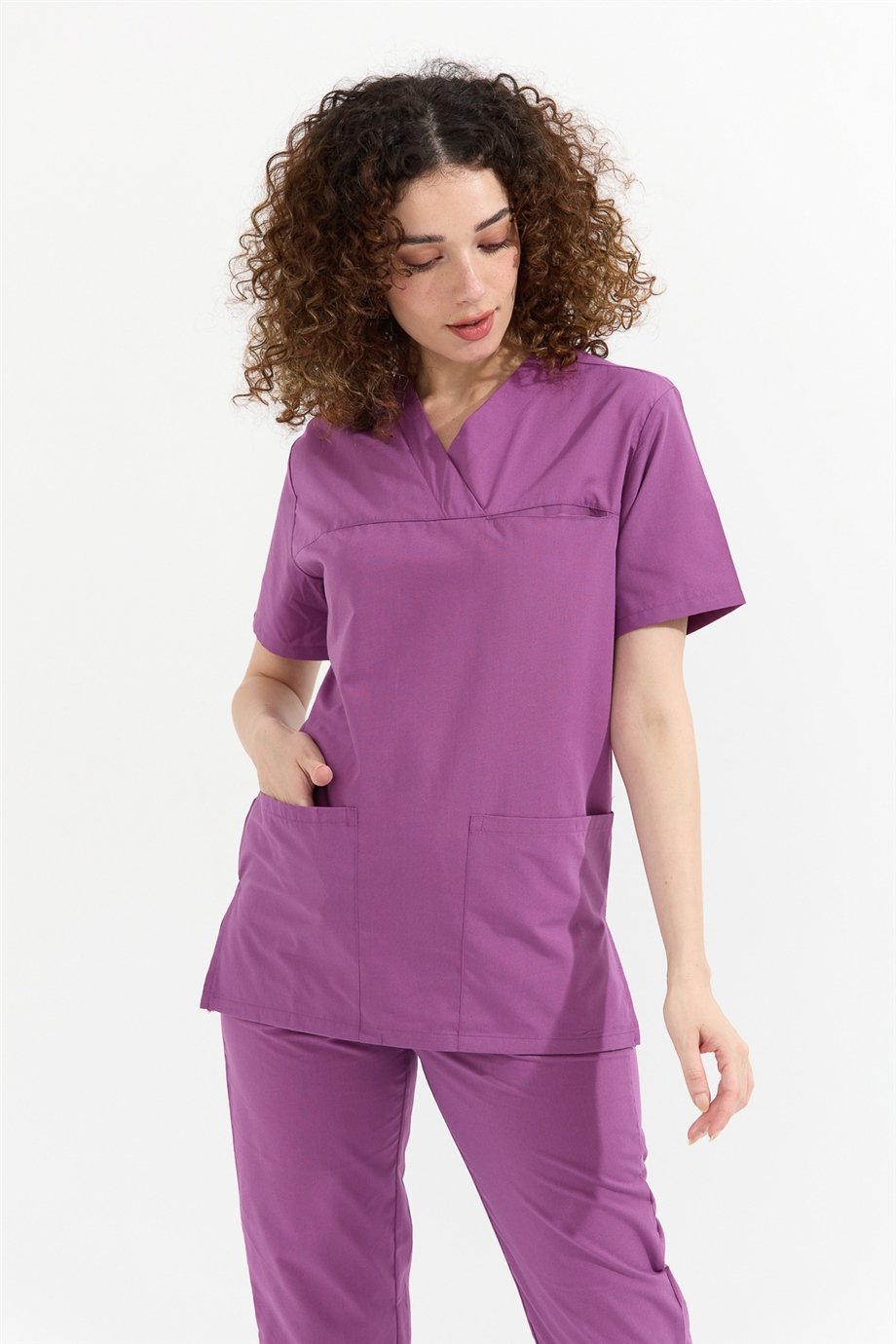 TerryCotton Basic - Doktor Hemşire Forma Takımı, Leylak