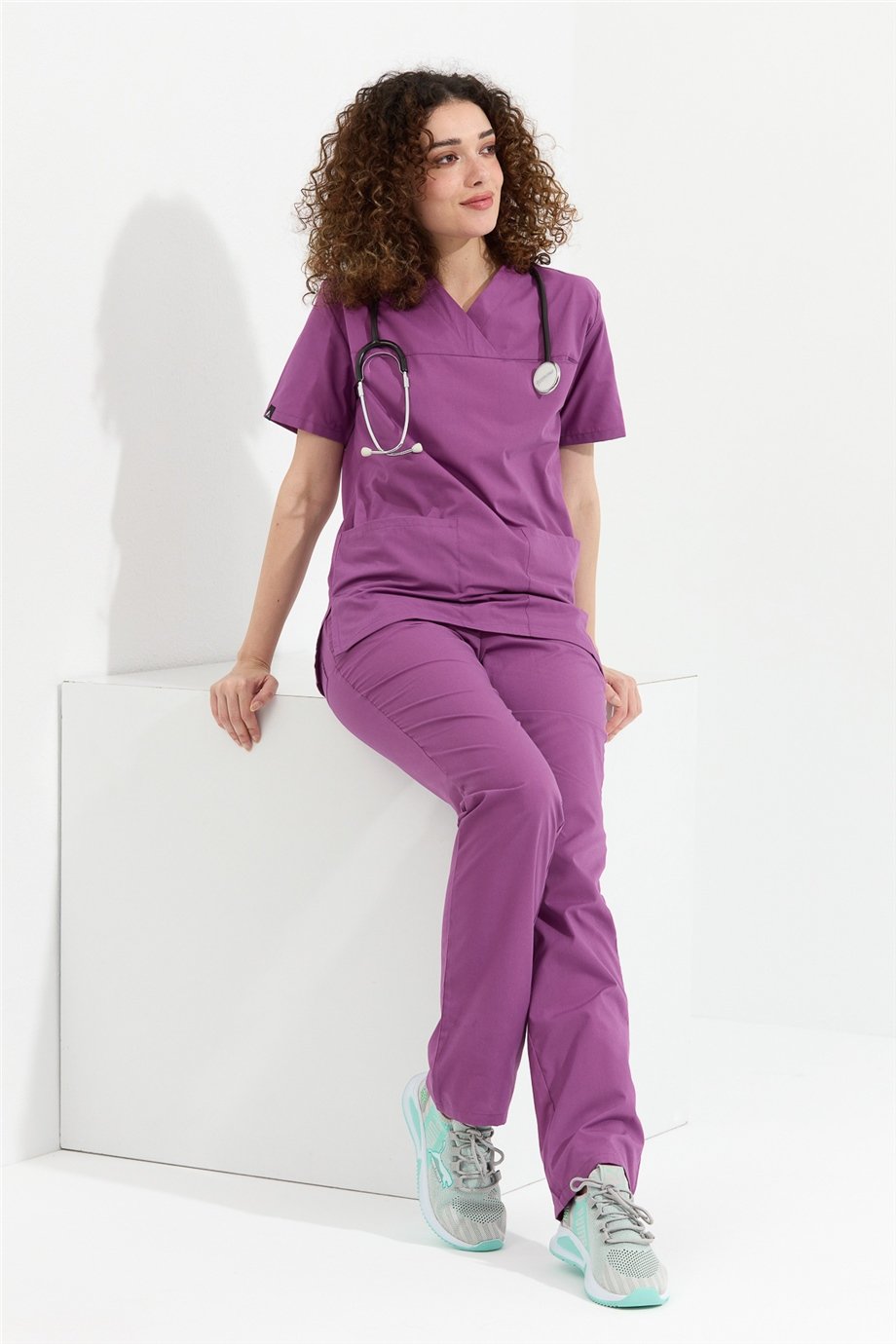 TerryCotton Basic - Doktor Hemşire Forma Takımı, Leylak