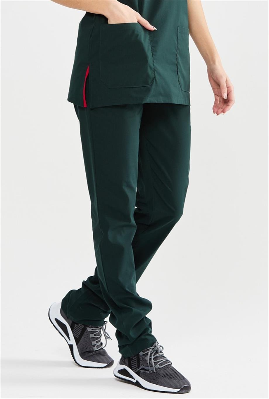 UltraLycra Basic - Likralı Doktor Hemşire Tek Alt Forma (UNISEX), Koyu Yeşil