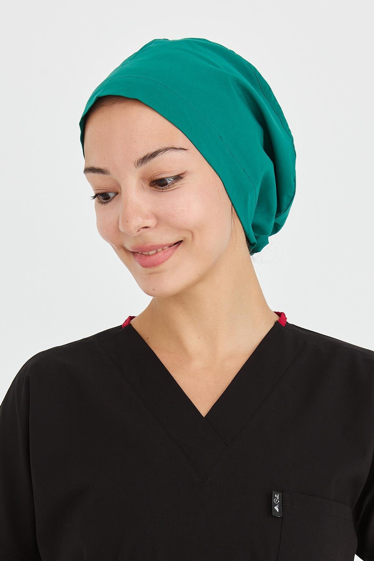 UltraLycra Doktor Hemşire Cerrahi Bone Aşçı Bonesi İş Bandanası, Cerrahi Yeşil