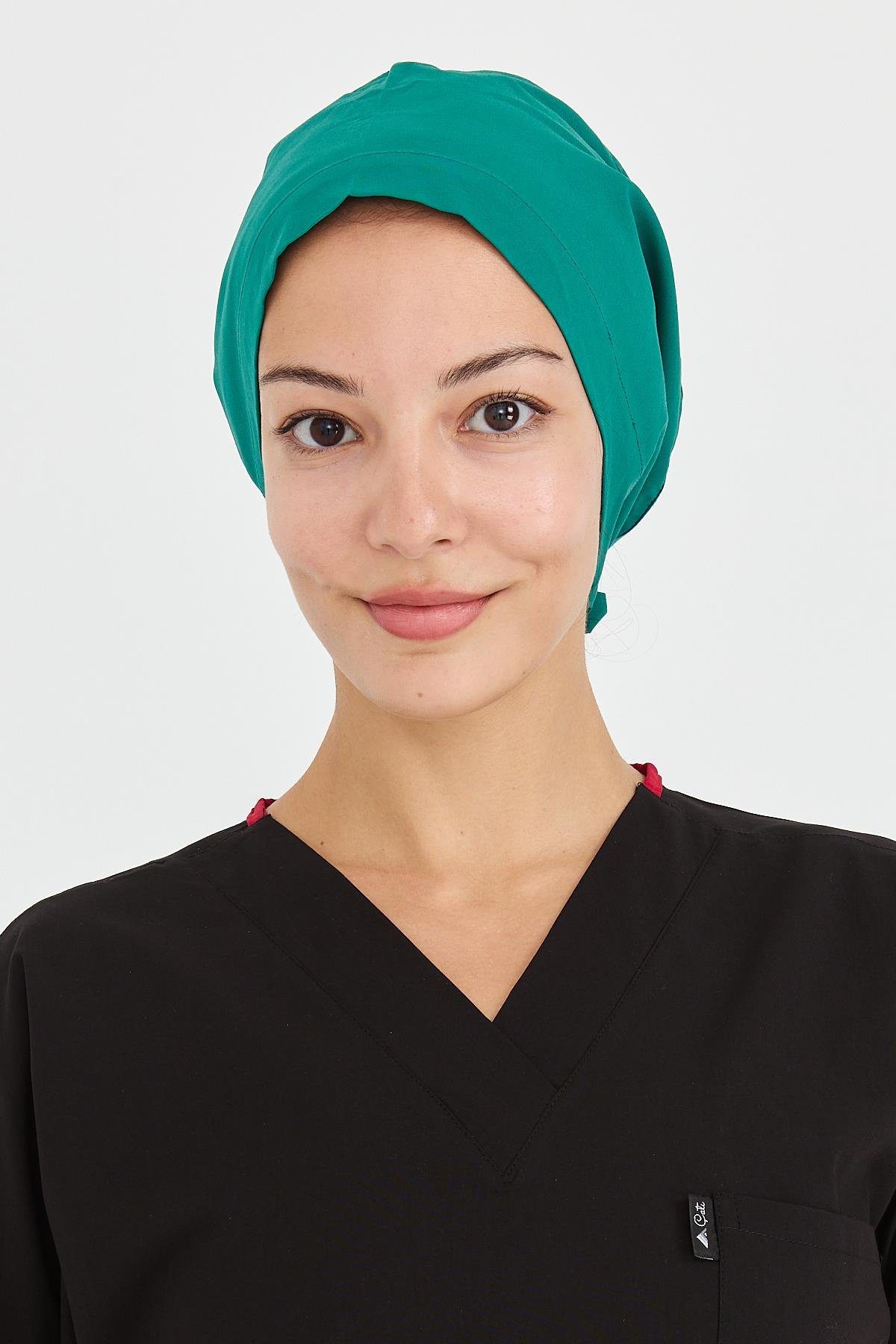 UltraLycra Doktor Hemşire Cerrahi Bone Aşçı Bonesi İş Bandanası, Cerrahi Yeşil