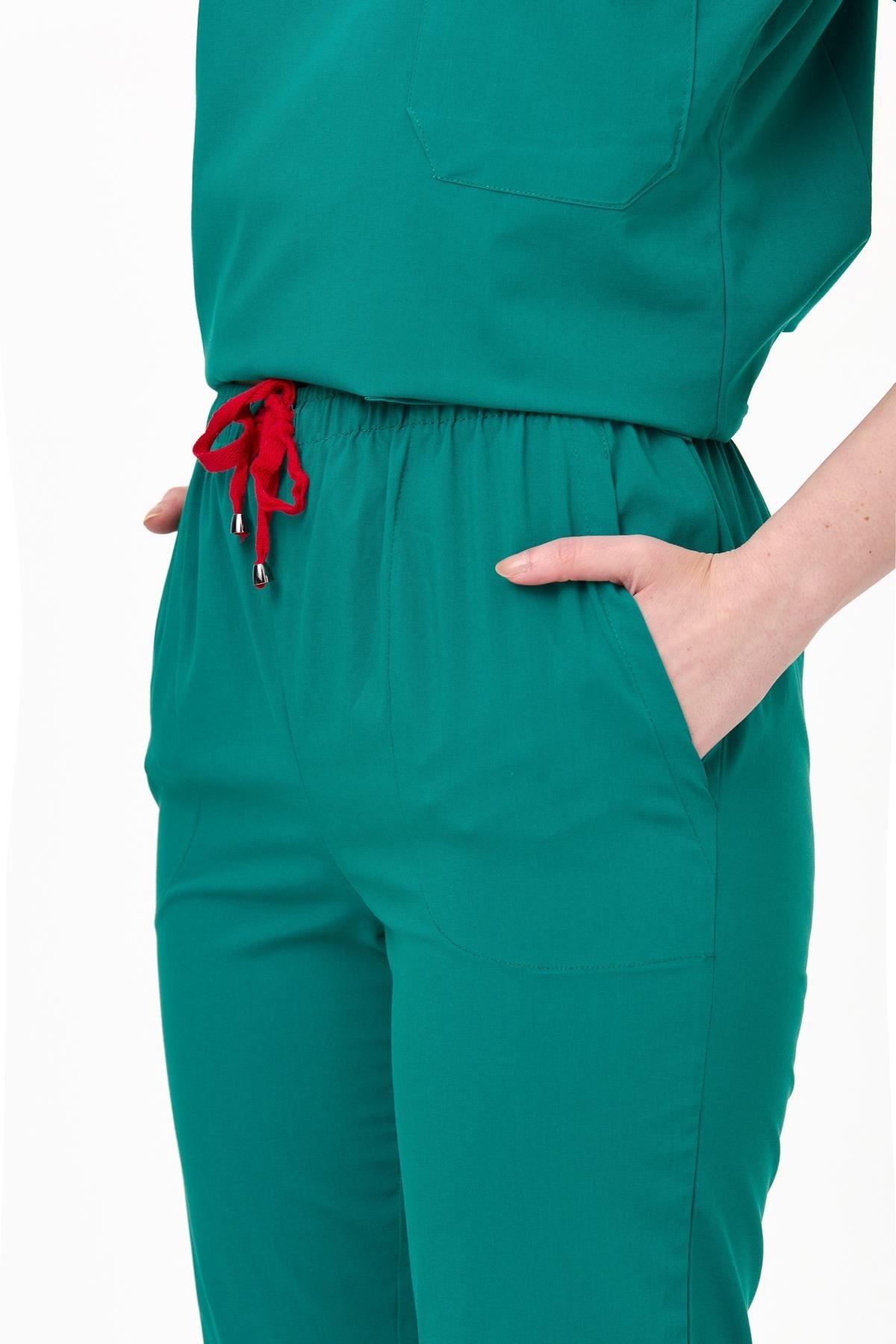 UltraLycra Spaniard - Likralı Doktor Hemşire Scrubs Tek Alt Cerrahi Forma (KADIN), Cerrahi Yeşil