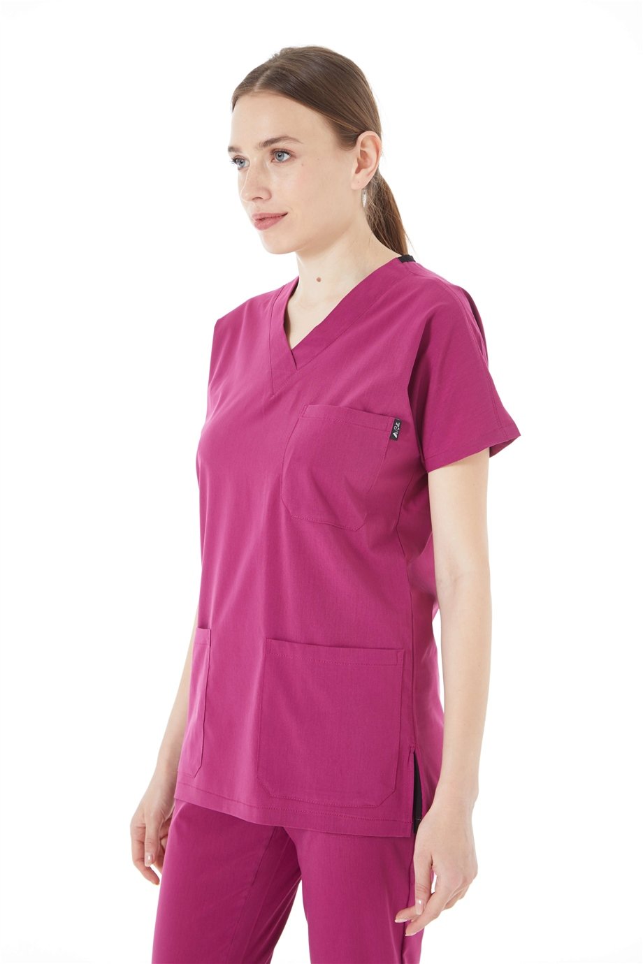 UltraLycra Spaniard - Likralı Doktor Hemşire Tek Üst Forma (KADIN), Vişne