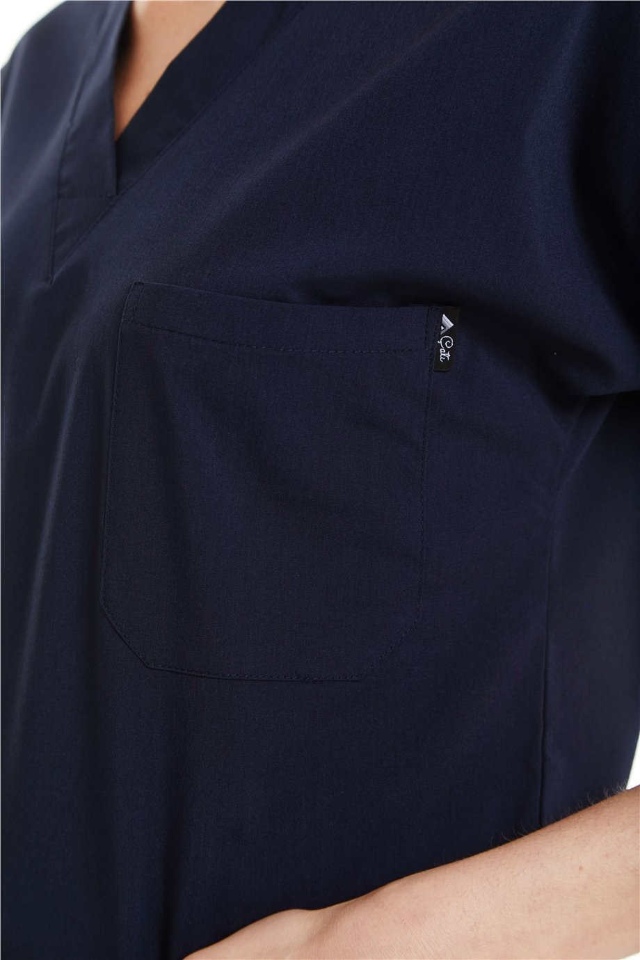 UltraLycra Spaniard - Likralı Doktor Hemşire Scrubs Tek Üst Cerrahi Forma (KADIN), Lacivert